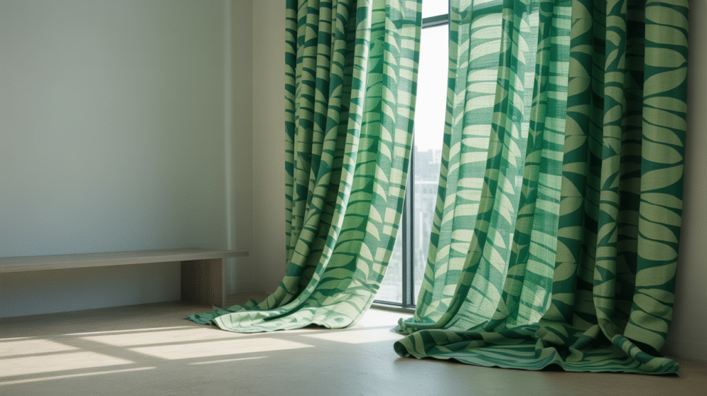 Patterned Green Curtains