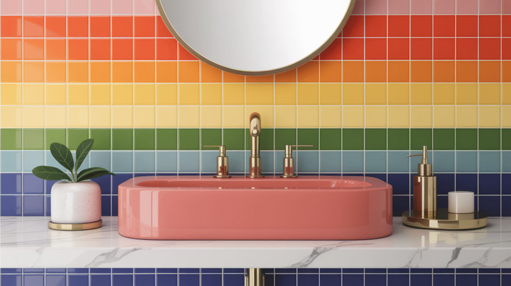 Modern Edge with Pixel Art Tile Backdrop