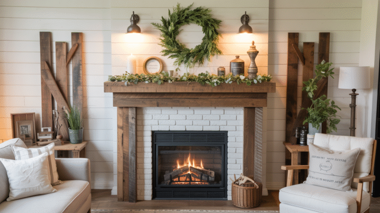 29 Farmhouse Fireplace Mantel Ideas Full of Rustic Warmth
