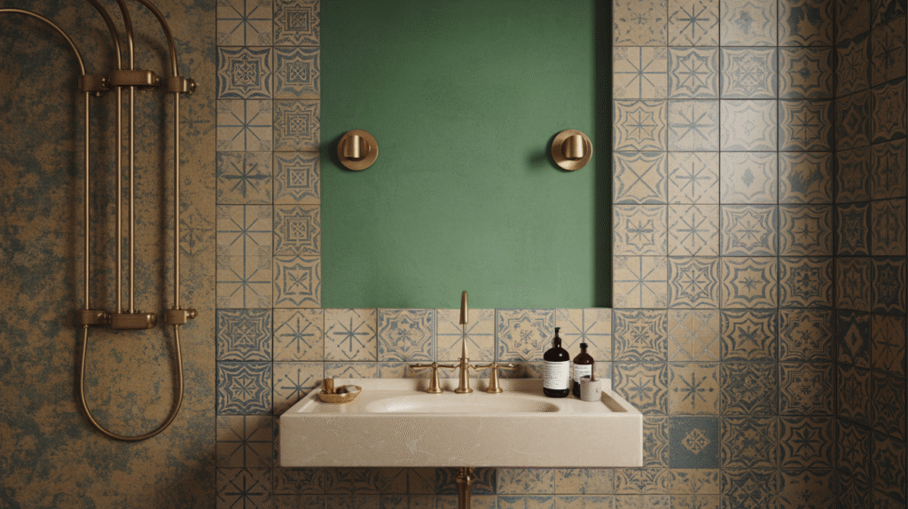 Rich Detail with Patchwork Patterns and Green Inset