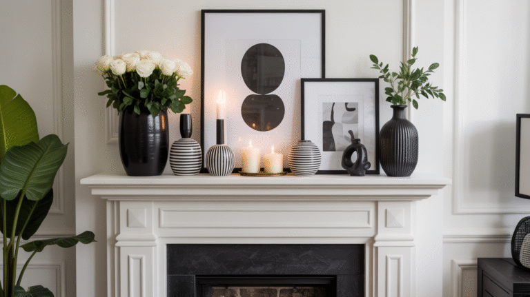 15 Sophisticated Black and White Mantel Decor Ideas for Every Home