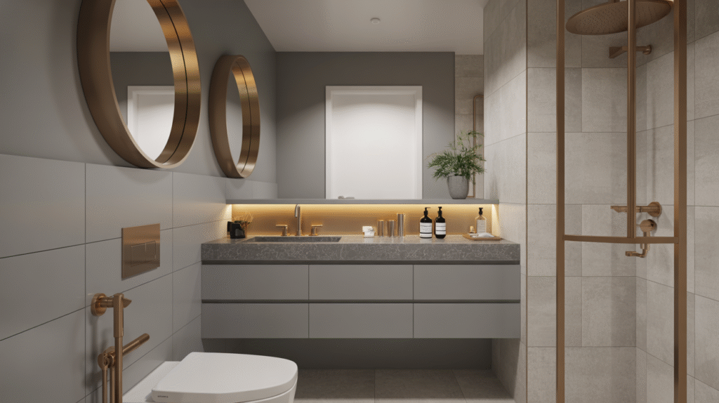 Brass Fixtures & Gray Layers