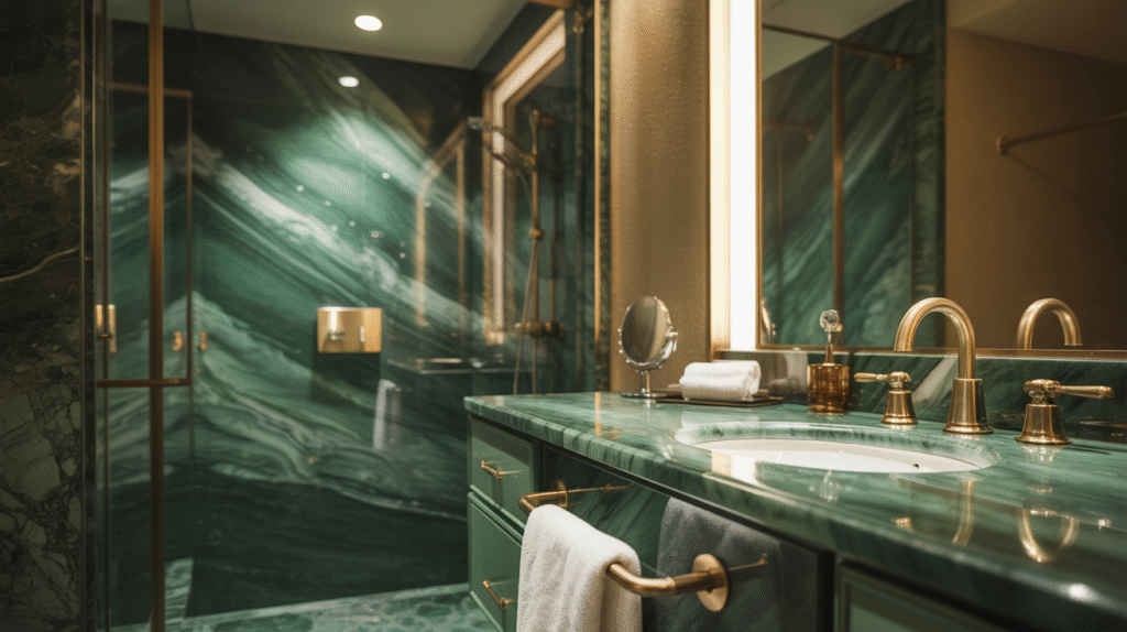 Emerald Marble Accents That Add Drama and a Luxurious Statement