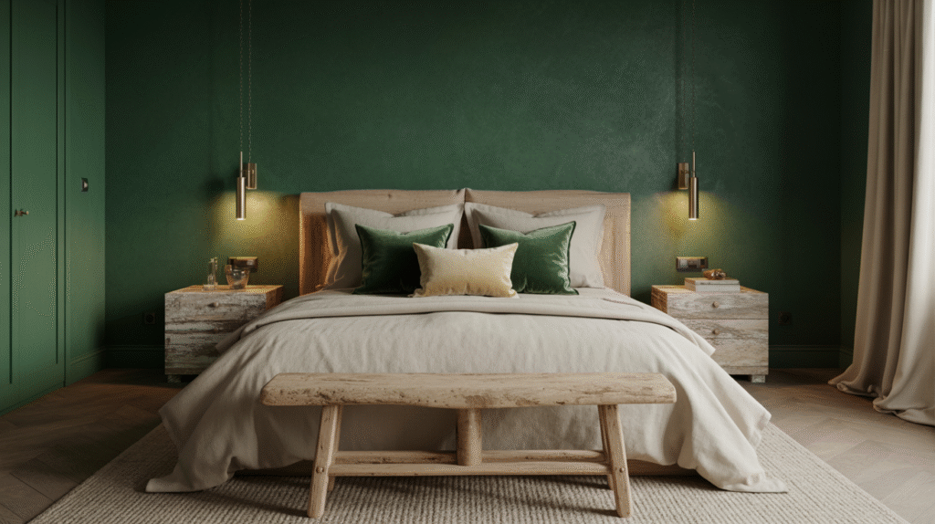 Emerald Ambiance and Raw Wood