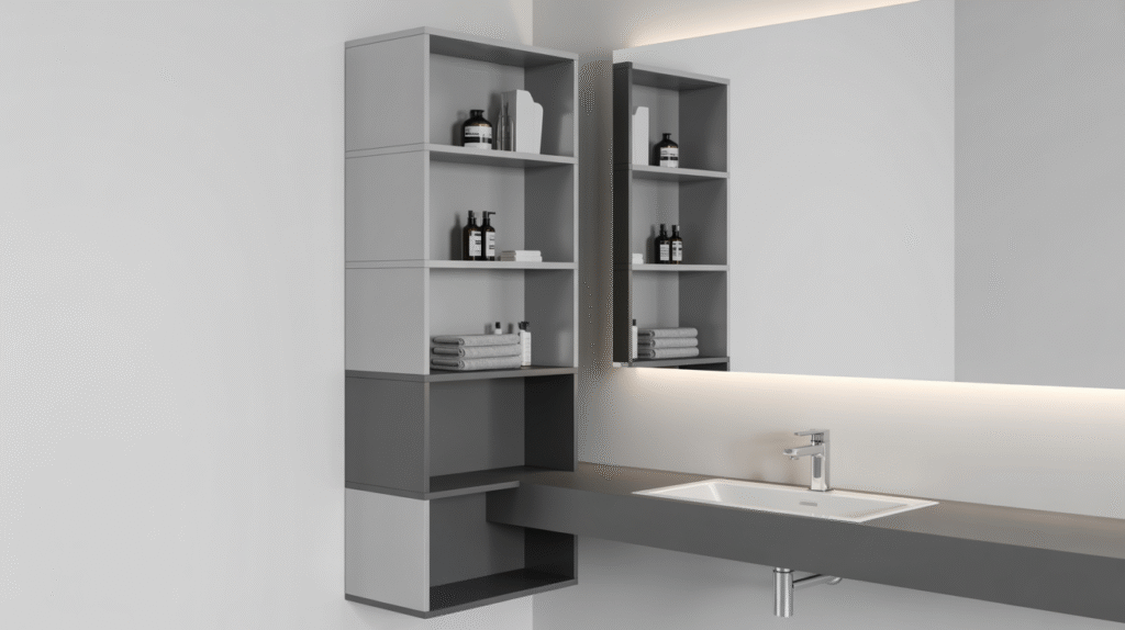 Vertical Shelving in Dual-Tone Grays