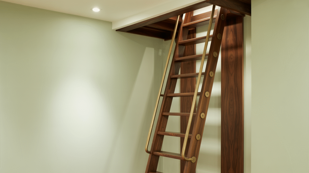 Sliding Ladder on Rails for Stylish and Easy Attic Access