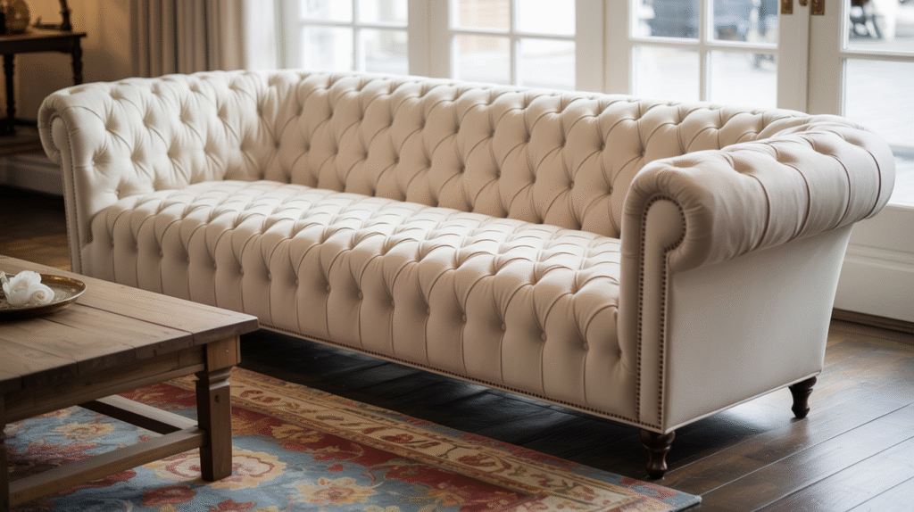 Tufted Cream Sofa