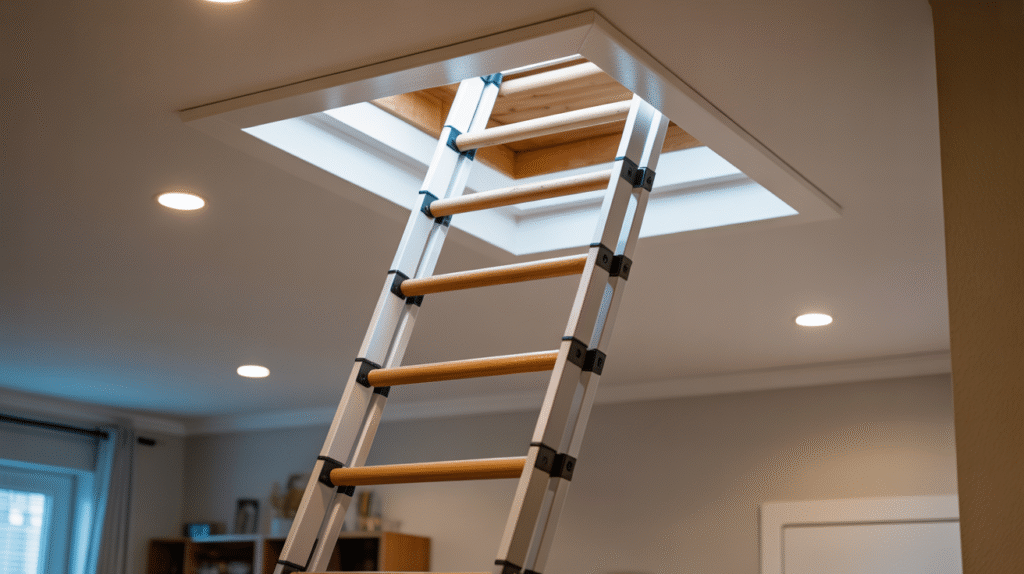 Folding or Concertina Ladder That Collapses Neatly into Place