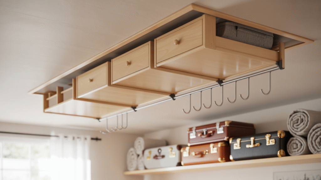 Compact Loft Ladder with Built-In Storage Options