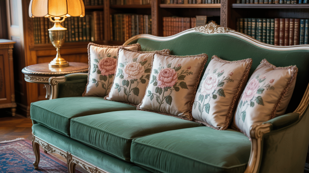 Embroidered Floral Cushions