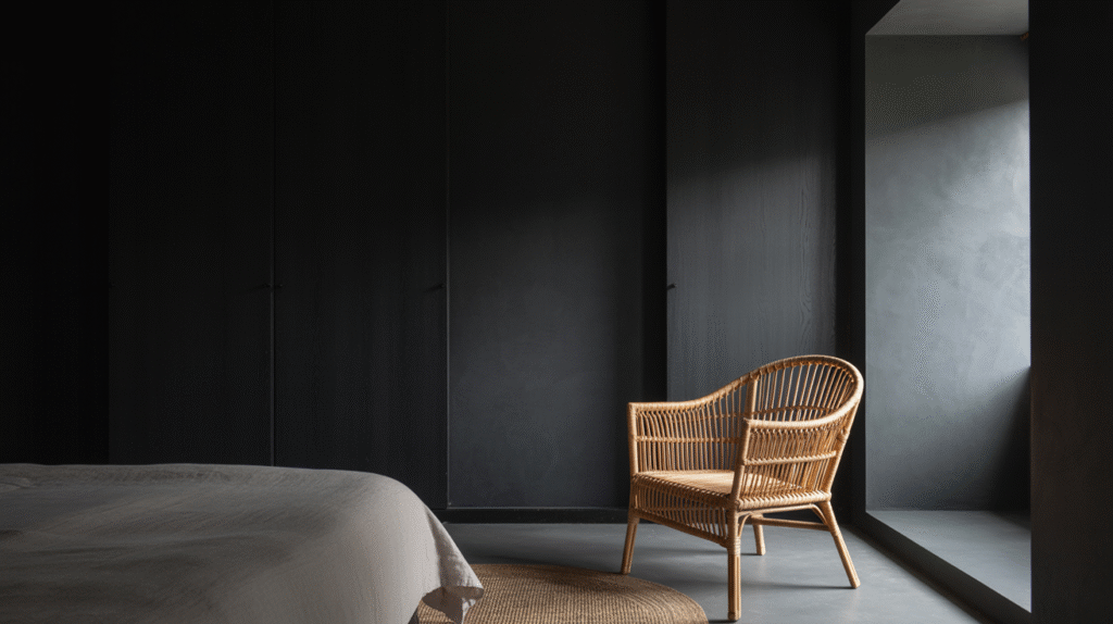 Mix Black and Rattan for Textural Contrast