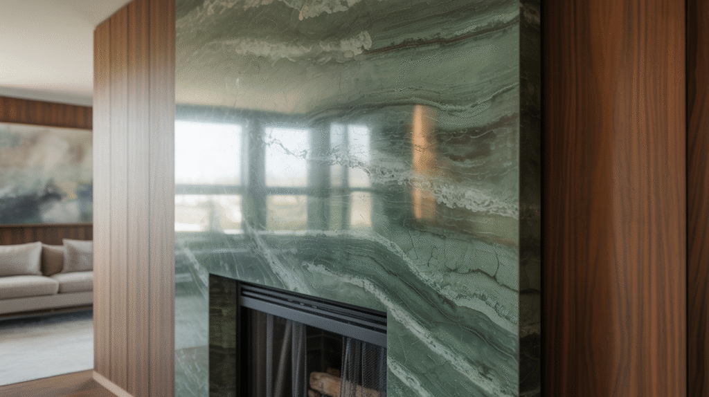 Green Quartzite & Walnut Warmth
