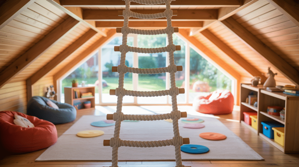 Rope or Loft-Style Ladder for Creative and Fun Attics