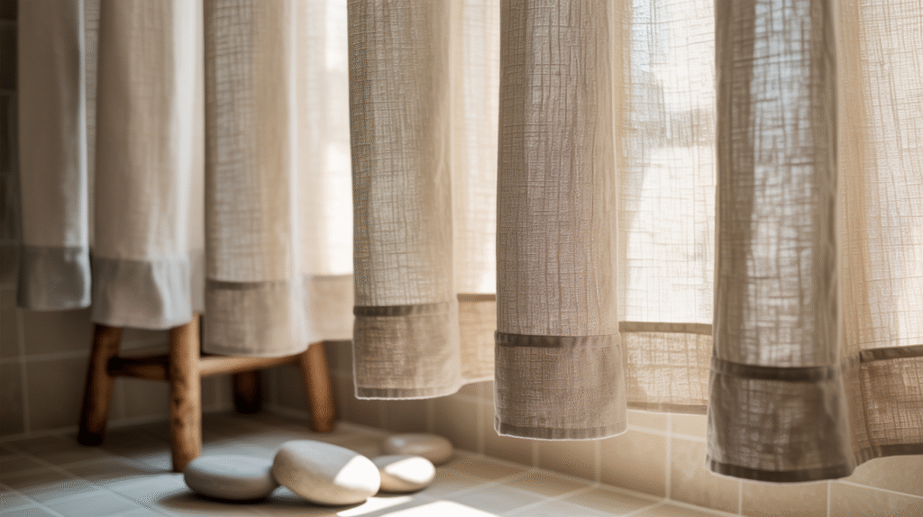 Linen Shower Curtains in Soft, Earthy Tones