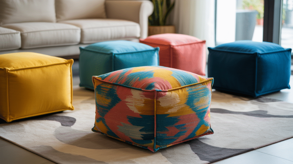 Bright Ottomans and Poufs for Flexible Seating