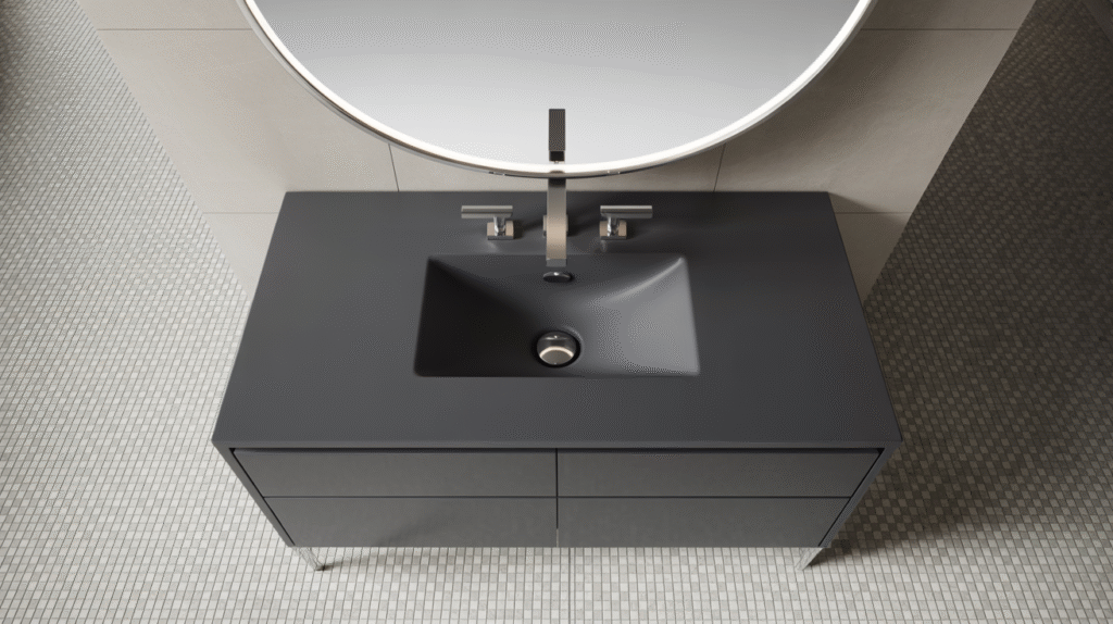 Flat-Panel Vanity & Circular Mirror