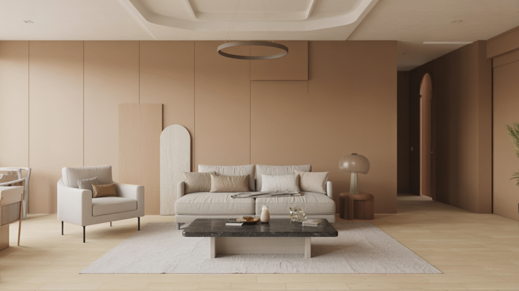 Crisp Clean: Light Brown Appeal with Modern Minimalism