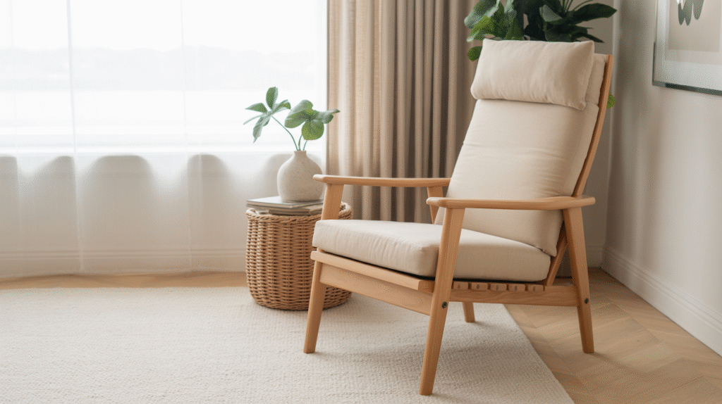 Sleek Wooden Recliner