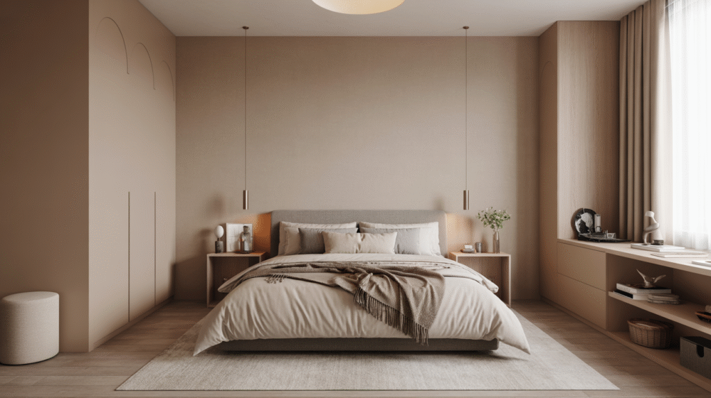 Modern Minimalist in Light Brown for a Clutter-Free Retreat