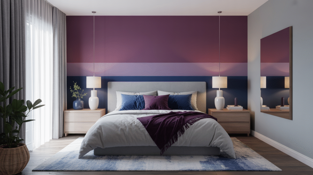 Purple, Gray, and Bold Blue Escape for Cool Serenity