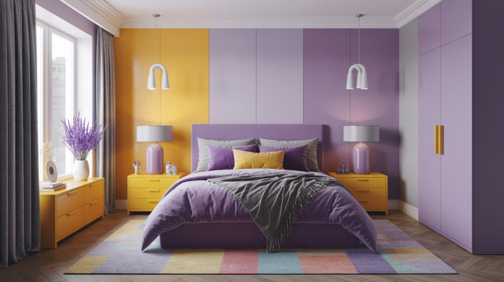 Purple, Yellow, and Gray Accents for a Playful Pop