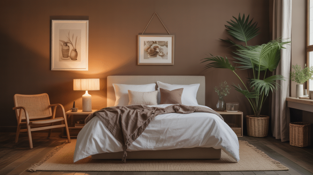 Refined Tranquility in Café Colors for a Cozy Bedroom Haven