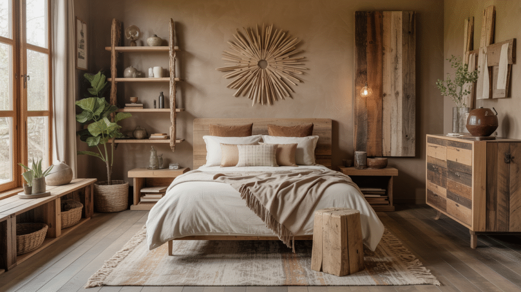 Rustic Charm: Light Brown Backdrop with Natural Accents