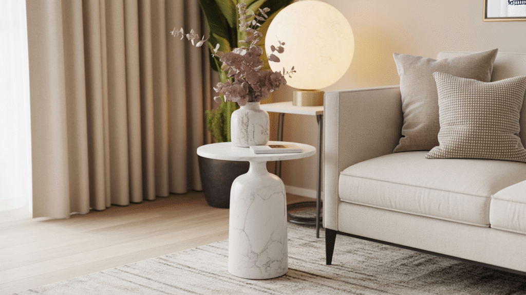 Marble-Topped Side Table