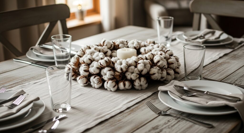 Cotton Wreath Centerpiece