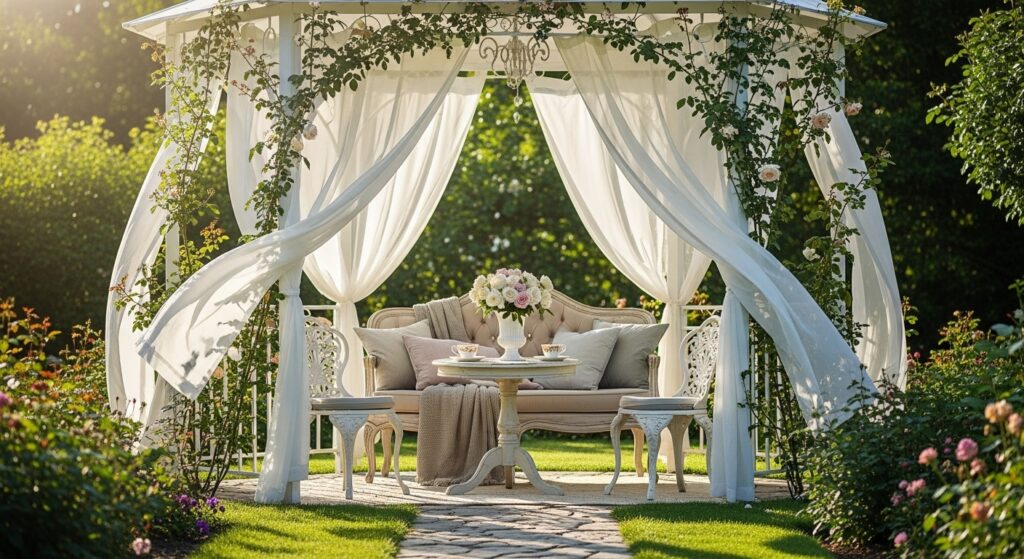 Gazebo with Sheer Curtains