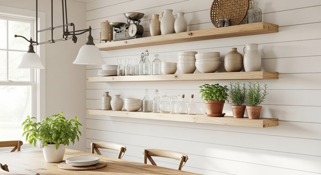 Wall-Mounted Wood Shelving